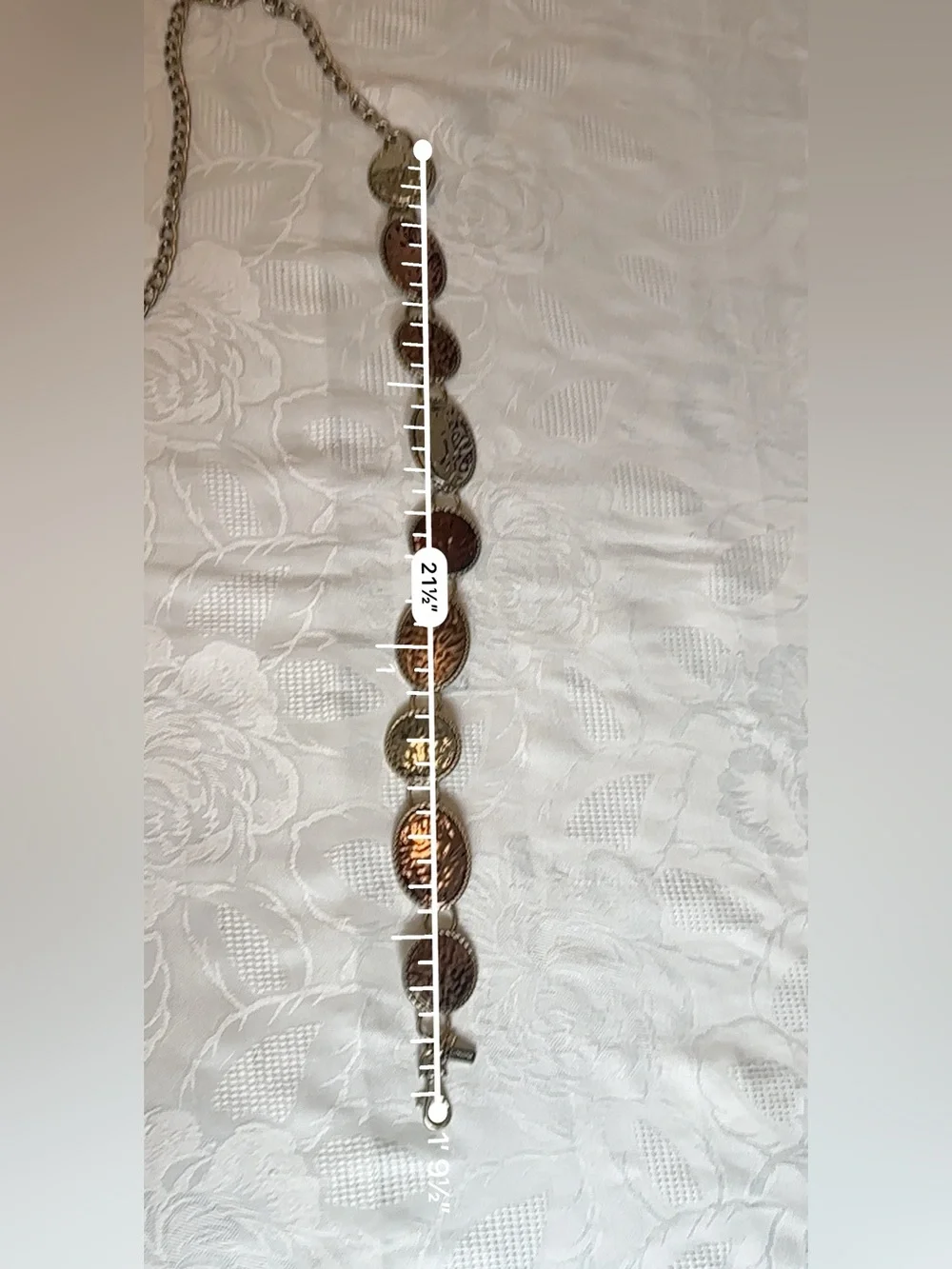 Chico’s Boho Concho Mixed-Metal Chunky Chain Belt Copper Gold Tone Metals